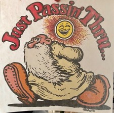 Vintage Psychedelic R Crumb 1972 Just Passin Thru Iron On Transfer DAYGLO