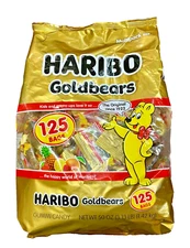 Haribo Goldbears Gummi Candy, Mini Bags, 0.4 Ounce (Pack of 125), Net WT 50 Oz.