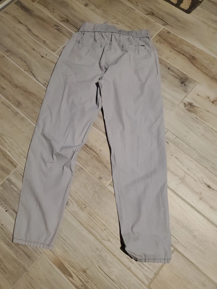 Pantalones ESPRIT Para Mujer Talla 6 Chino Pierna Cónica Azul Blanco Rayas De Colección Pantalón Preppy Foto 3 de 4