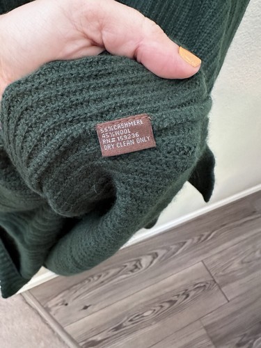 J.McLaughlin Cream Tight Knit V Neck Cashmere Wool Sweater Size Large Green - Picture 5 of 9