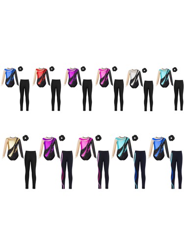 Children Girls Sets Patchwork Tracksuits Competition Outfits Long Sleeve 3Pcs - Picture 6 of 110