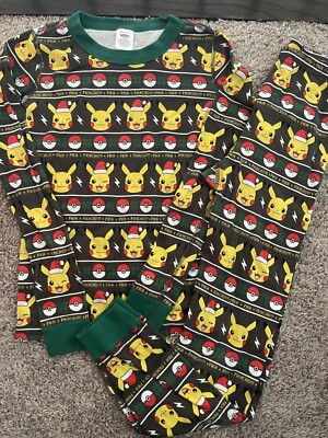 Hanna Andersson Pokemon Pikachu Holiday Christmas Santa Pajamas