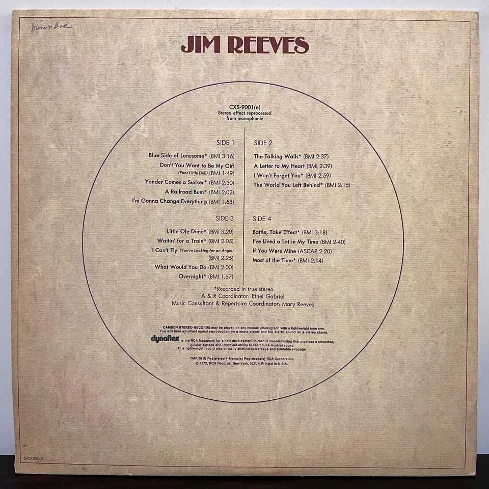 JIM REEVES - Self Titled (Greatest Hits) (1974) - 12" Vinyl Record 2xLP - EX - Image 2 of 4
