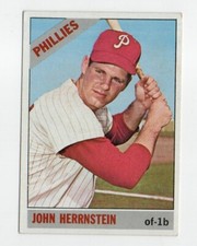1966 TOPPS JOHN HERRNSTEIN PHILADELPHIA PHILLIES #340 WRINKLE FREE GLOSSY EX/NM