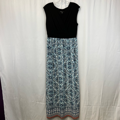 Ab Studio Womens Sheath Dress Multicolor Abstract Stretch Maxi Sleeveless Knit M