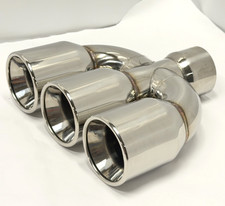 Exhaust Tip Center 2.50 Inlet 3.50 Triple 10.25 Long Rolled Flat Stainless 304 Exhaust Tip Center 2.50 Inlet 3.50 Triple 10.25 Long Rolled Flat Stainless 304