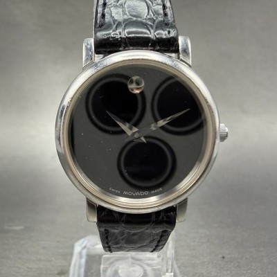 Movado Museum Watch Women 26mm Black Dial Steel Round 84 E4 0834 New Battery ABC