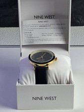 Ladies Nine West Gold Tone Black Dial Quartz Watch NW/2346SH New With Box