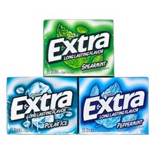 Extra Sugar-Free Chewing Gum Mint Variety 3 packs, Spearmint, Polar Ice, Pepp...