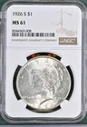 1926-S Peace Dollar NGC Certified MS61