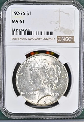 1926-S Peace Dollar NGC Certified MS61