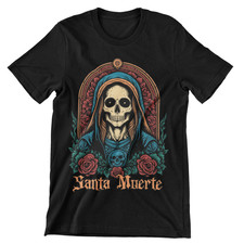 Camisa Santa Muerte DISEÑO CHOLO CHOLA AÑOS 90 DISEÑO GÁNGSTER ESTILO LOWRIDER HALLOWE