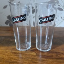 12 x Vintage Carling Pint Beer Glasses Pub Man Cave Home Bar