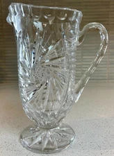 Antique Annahutte Brilliant Cut Crystal Pitcher West Germany-Pristine 