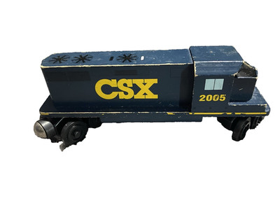 CSX Transportation 2005 Wooden Diesel Locomotive Engine, Blue/Yellow wood train