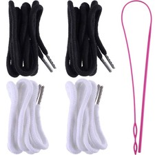 4 PCS Drawstring Cord Hoodie String Replacement With Threader Tool Black