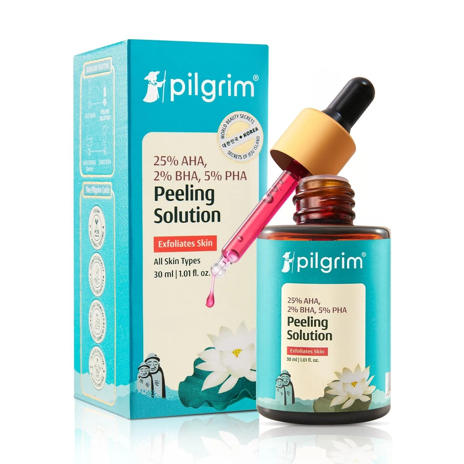 Pilgrim 25% AHA + 2% BHA + 5% PHA Peeling Solution 30ml For Face & Body Serum