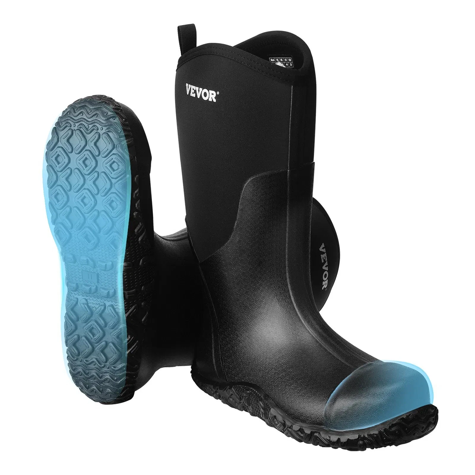 Men's Steel Toe Rubber Boots, Protective Footwear, Waterproof Rain Fishing Boots