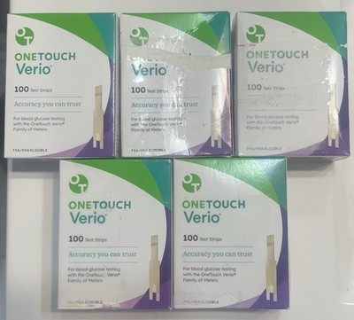 One Touch Verio 100 Test Strips Lot of 5 (500 Test Strips) Brand New