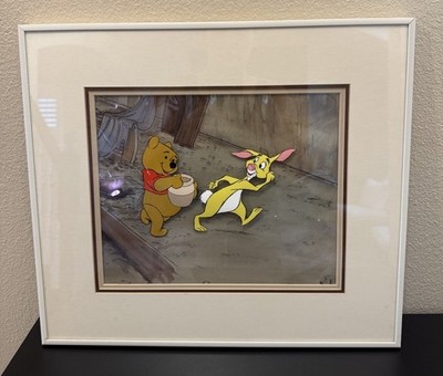 Disney Galleria Winnie The Pooh & Rabbit Hand Painted Framed