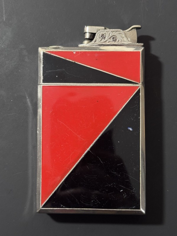 Vintage Art Deco Evans Black And Red Enamel Lighter / Cigarette Case For Parts 