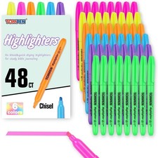 Highlighters Bulk 48 Pack  6 Assorted Colors No Bleed Chisel Tip High Lighter ...