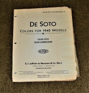 VTG 1940 Dupont De Nemours Paint Color Chips DeSoto