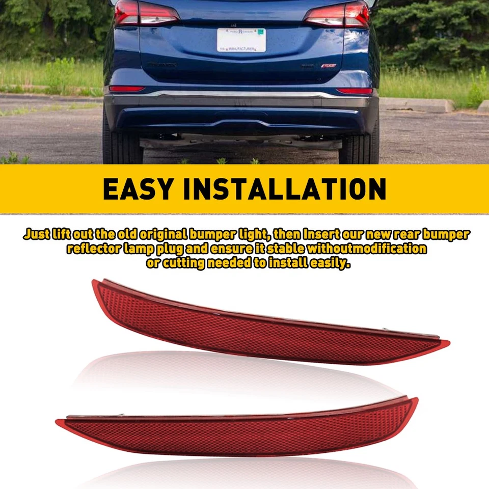 Reflectores de parachoques para Chevrolet Equinox 2018-2022 lado trasero del conductor y del pasajero Foto 2 de 4