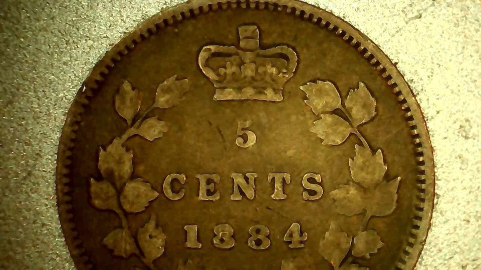 1884 Canada 5 Cents, Near 4, Blunt, Fine - Scratches - Image 3 of 4