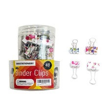 SKKSTATIONERY 48 Pcs Multicolor Binder Clips, Cute Printing Style, 1 Inch 0...