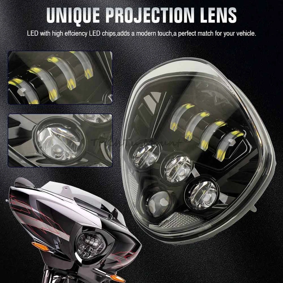 Headlight LED Hi/Lo Beam For Victory Cross Country Ness Magnum Hammer High-Ball - Image 4 of 4