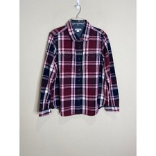 Camisa Manta Outerknown Para Mujer Abotonada Cazadora Cuadros Borgoña Rosa Azul Marino M/L