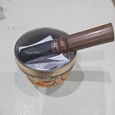 Tibetan Singing Bowl ~ With Mallet And Brocade Cushion ~ For Mindfulness