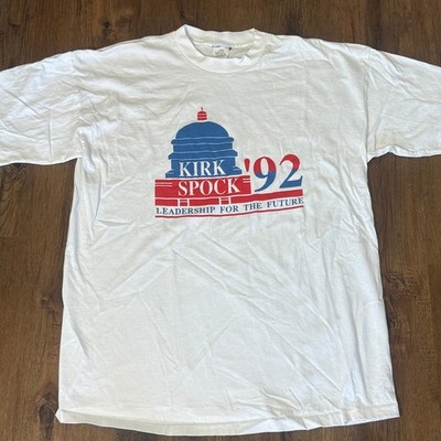 Vintage Kirk Spock '92 Election Large T-Shirt Single Stitch