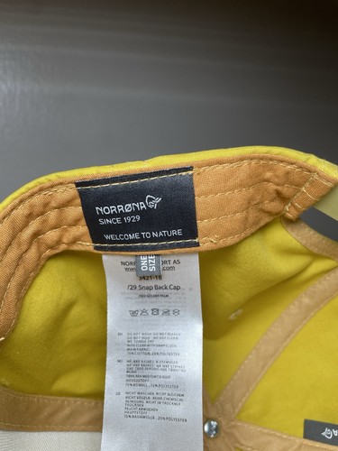 Norrona Snapback Hat/Cap Logo Adjust One Size Hiking Travel 5502 Golden Yellow! - Picture 15 of 19