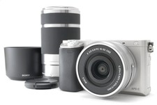 "N MINT" Sony a6000 24.3MP Silver Digital Camera 35 Language w/ 16-50mm 55-210mm