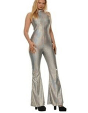 Halloween NEW size S Disco Ball silver metallic jumpsuit costume 70 s Swift