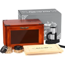 Cocktail Smoker Kit with Smoking Gun & Cocktail Smoker Box - Whiskey Smoker K...