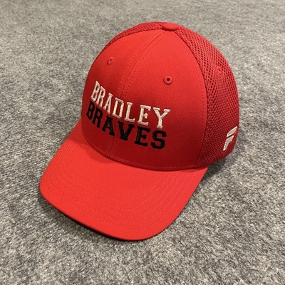 Bradley Braves Hat Flex Fitted Mens Red College Baseball Fanthread Cap Mesh