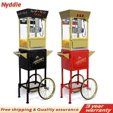 Movie Theater Popcorn Machine Maker Popper w/ Cart & 12oz Stainless-Steel Kettle