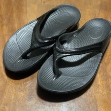 OOFOS OOLALA Flip Flop US W9 EU40 Black Comfort Recovery Slip-On Thong Sandal