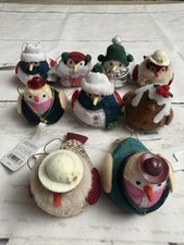 Target Wondershop Featherly Friends Christmas Fabric Bird Ornaments Lot of 9