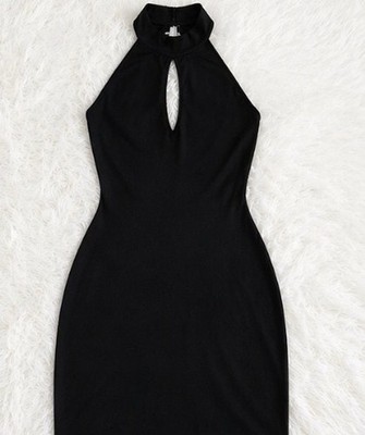 keyhole black mini dress Black Chenille Knit Mini Dress – self-portrait-US