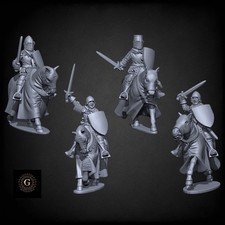 Mounted 14C Knights with Hand Weapons: X4 28mm 1/56 Wargames Miniatures