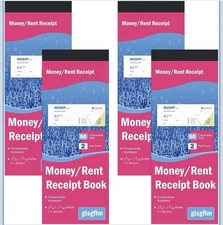 4 Pads Receipt Book with Carbon Copies Money and Rent Receipt Book 2 Part Carbon