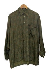 Christian Dior Long-Sleeve Shirt, Size M, Silk, Green Paisley