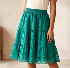 Vintage Square UP USA Dark Teal Green Petticoat SIZE M - Exc 