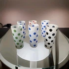 VTG Set of Six Anchor Hocking MCM Frosted Polka Dot Tumbler Glasses