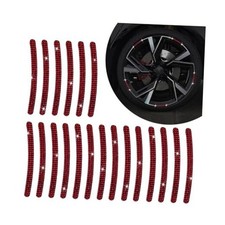 20PCS Bling Reflective Car Wheel Decorative Stripe Stickers, Rhinestone Red