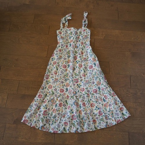Rosie Cotswold Duchess Smocked Floral Midi Dress Preppy Classy Size Small